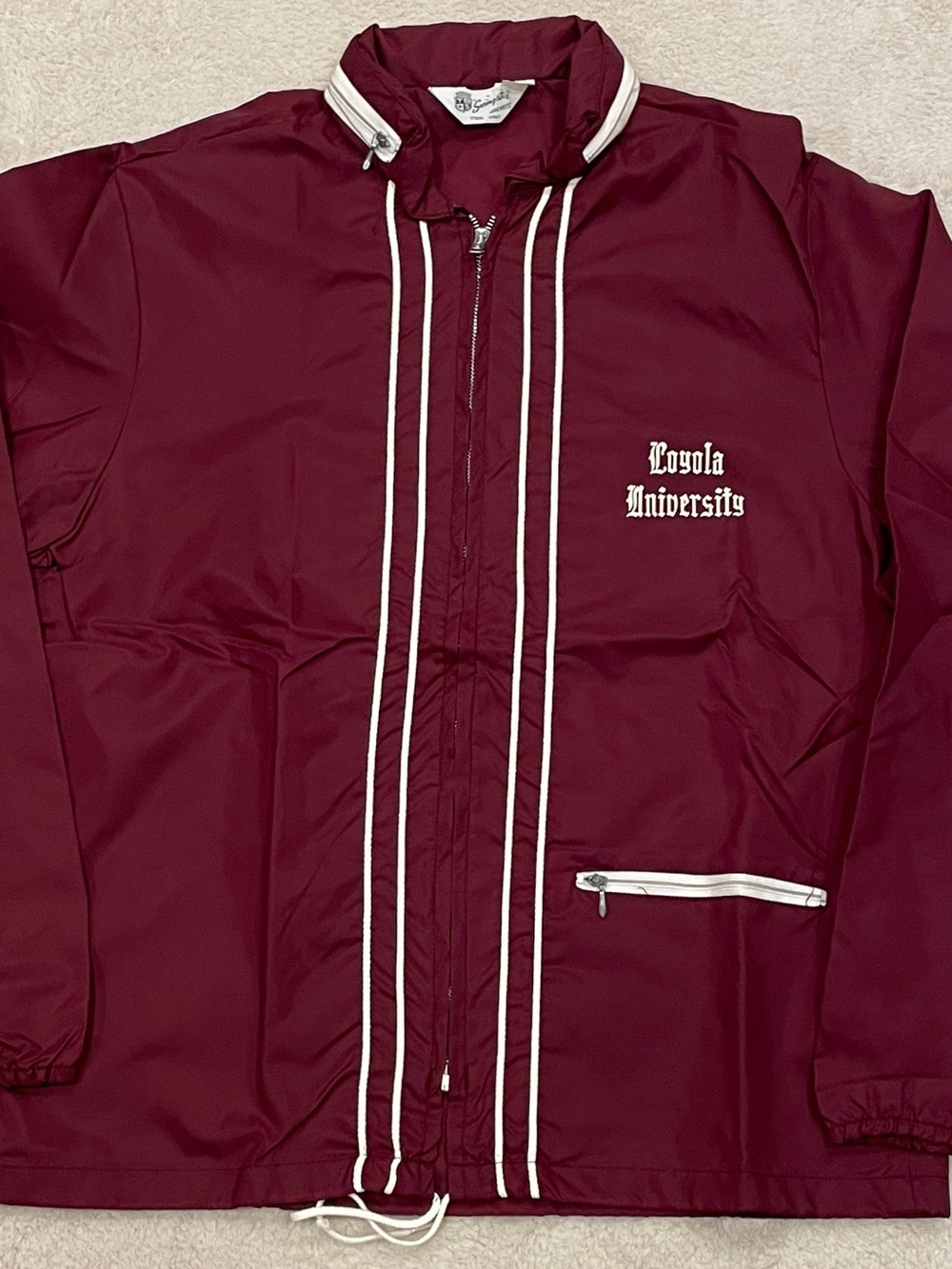 Vintage 1970s Loyola University Chicago Coaches Jacket Swingster Maroon Large